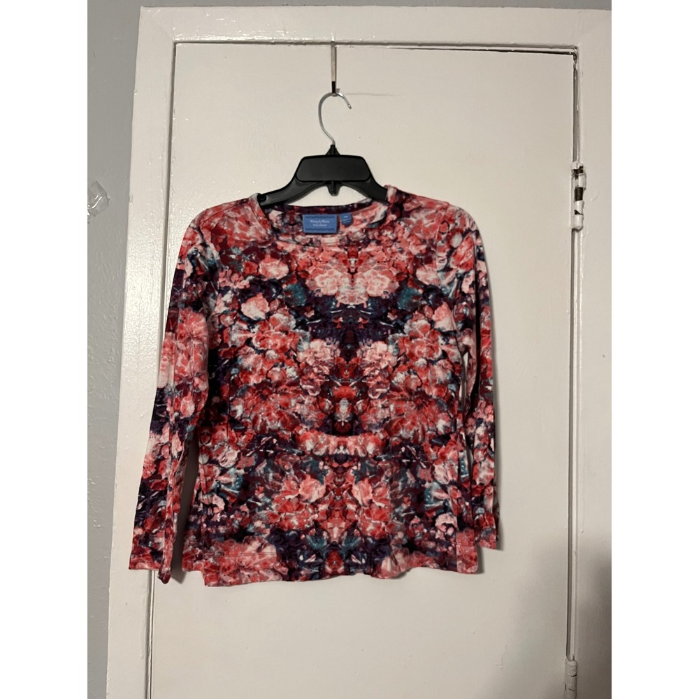 Simply Vera Vera Wang Red Floral Kaleidoscope Cotton Top Petite Medium PM